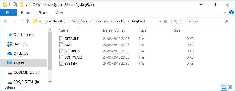 How to enable Windows 10 registry for backups